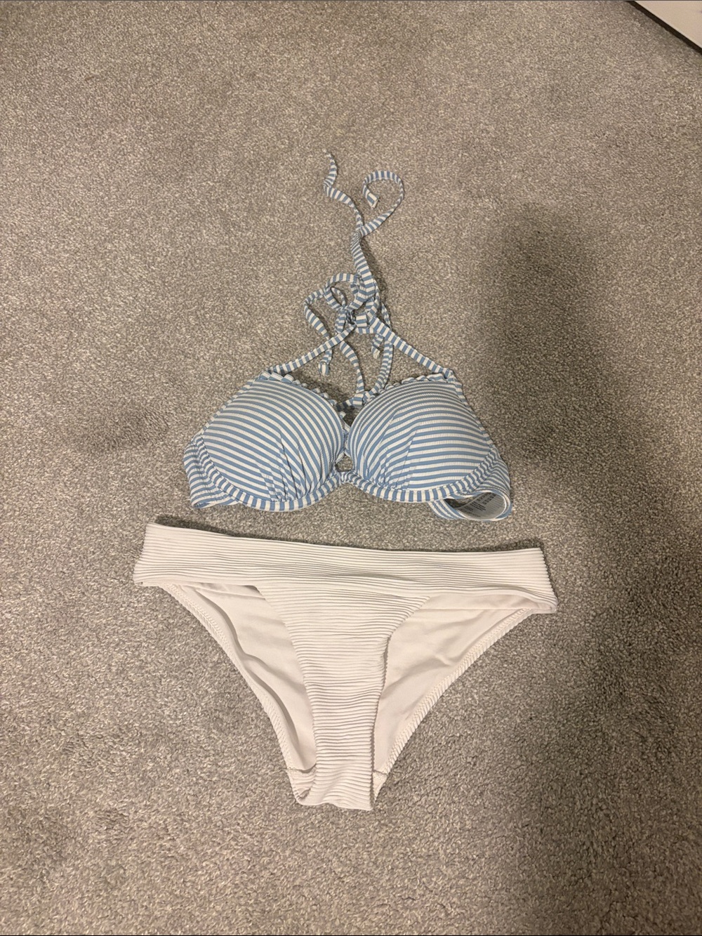 H&M Blue & White Striped Push-Up Bikini Set